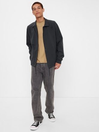 Calça jeans original de algodão orgânico com botões e corte reto dos anos 90