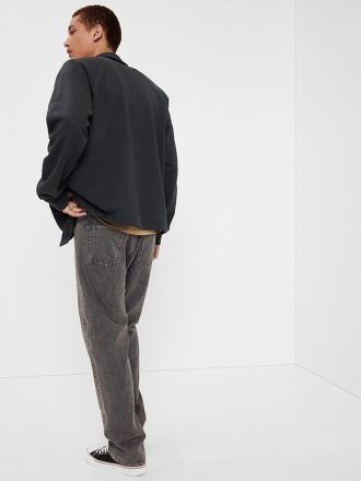 Calça jeans original de algodão orgânico com botões e corte reto dos anos 90