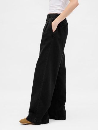 Calça jeans plissada ultramacia de cintura alta 365