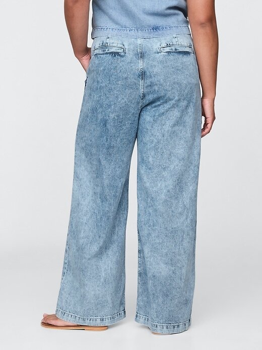 Calça jeans plissada ultramacia de cintura alta 365 Calça jeans plissada ultramacia de cintura alta 365