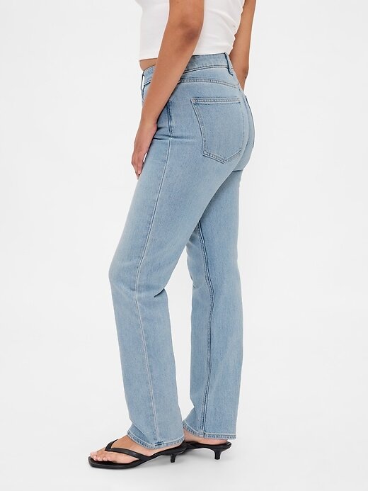 Calça jeans reta e justa curvilínea de cintura alta dos anos 90 Calça jeans reta e justa curvilínea de cintura alta dos anos 90