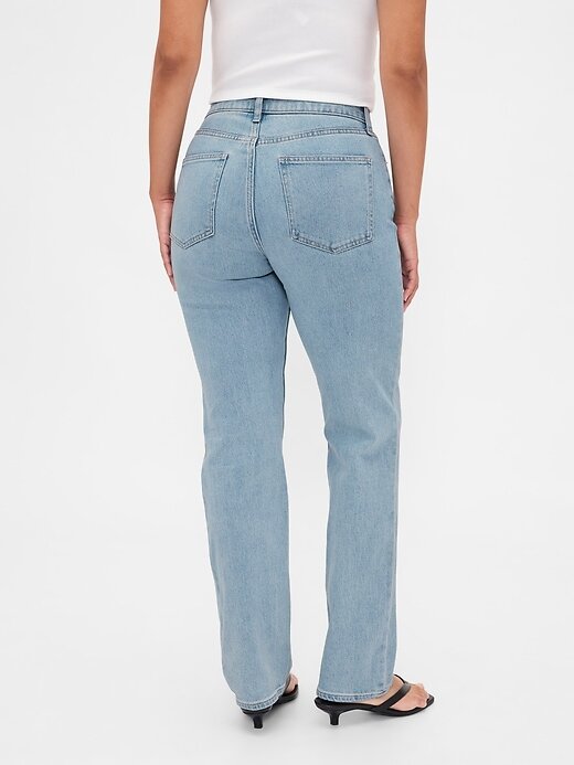 Calça jeans reta e justa curvilínea de cintura alta dos anos 90 Calça jeans reta e justa curvilínea de cintura alta dos anos 90