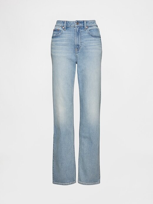 Calça jeans reta e justa curvilínea de cintura alta dos anos 90 Calça jeans reta e justa curvilínea de cintura alta dos anos 90