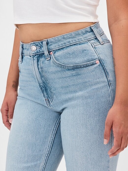 Calça jeans reta e justa curvilínea de cintura alta dos anos 90 Calça jeans reta e justa curvilínea de cintura alta dos anos 90