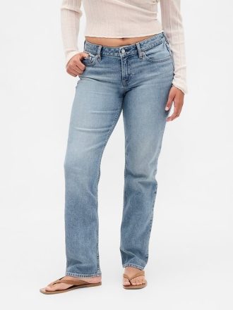 Calça jeans reta e justa curvilínea de cintura baixa dos anos 90