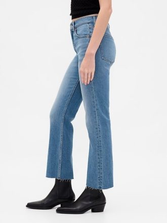 Calça jeans reta e justa dos anos 90 de cintura alta