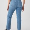 Calça jeans reta rígida de cintura alta dos anos 90