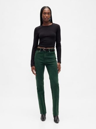 Calça jeans reta slim dos anos 90 de cintura alta Calça jeans reta slim dos anos 90 de cintura alta