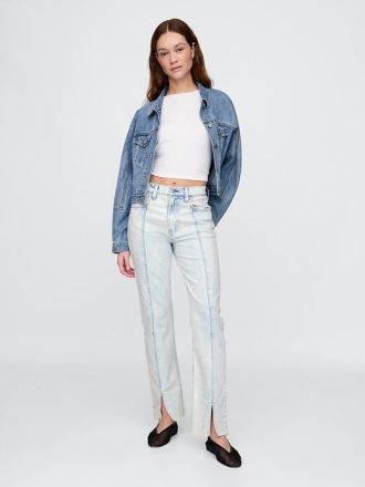 Calça jeans reta slim dos anos 90 de cintura alta