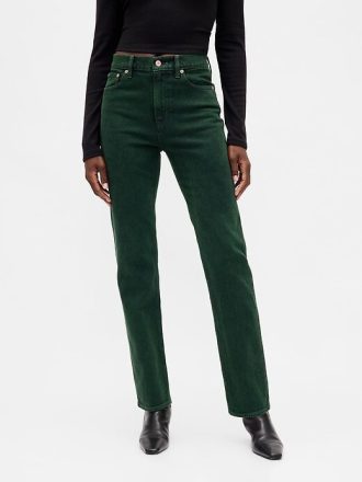 Calça jeans reta slim dos anos 90 de cintura alta Calça jeans reta slim dos anos 90 de cintura alta