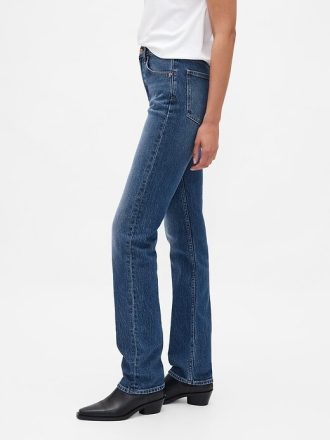 Calça jeans reta slim dos anos 90 de cintura alta