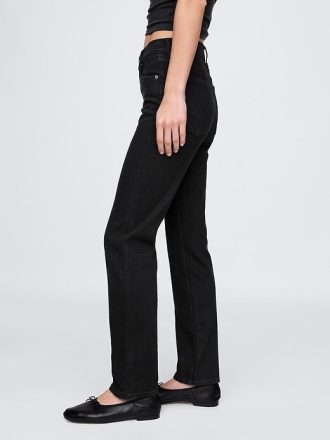 Calça jeans reta slim dos anos 90 de cintura alta