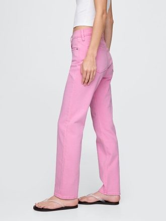 Calça jeans reta slim dos anos 90 de cintura alta