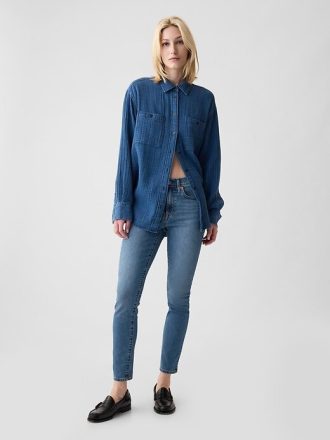Calça jeans skinny de cintura média