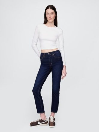 Calça Jeans Slim Vintage de Cintura Alta