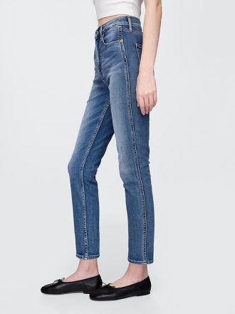 Calça Jeans Slim Vintage de Cintura Alta