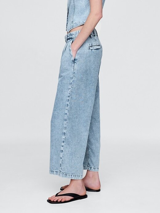 Calça jeans ultramacia de cintura alta 365 com pregas no tornozelo Calça jeans ultramacia de cintura alta 365 com pregas no tornozelo