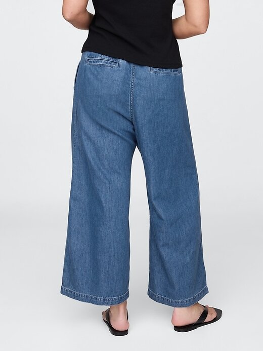 Calça jeans ultramacia de cintura alta 365 com pregas no tornozelo Calça jeans ultramacia de cintura alta 365 com pregas no tornozelo