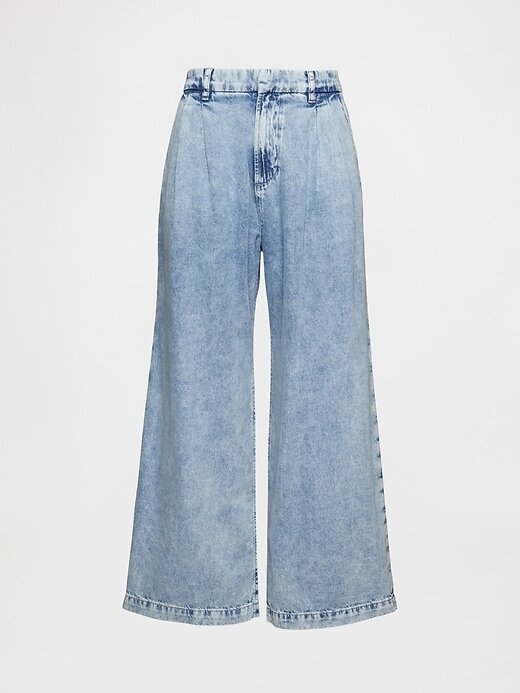 Calça jeans ultramacia de cintura alta 365 com pregas no tornozelo Calça jeans ultramacia de cintura alta 365 com pregas no tornozelo