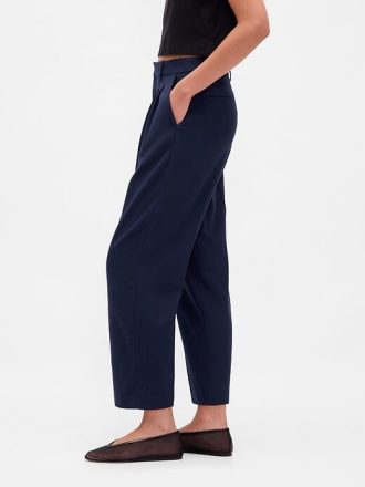 Calças afuniladas de sarja escovada de cintura alta 365