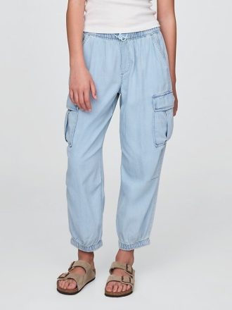 Calças cargo jeans paraquedas infantis