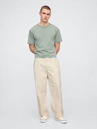 Calças cáqui extra largas