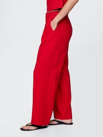 Calças de linho de cintura alta 365