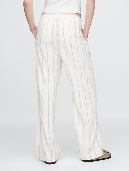 Calças de linho de cintura alta 365 Calças de linho de cintura alta 365