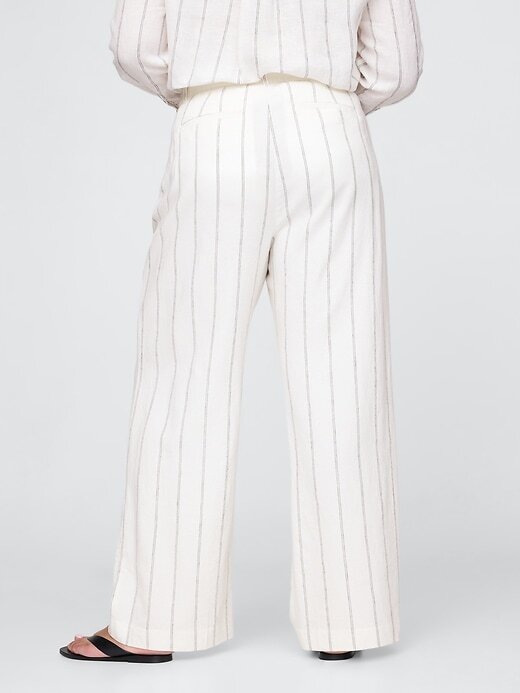 Calças de linho de cintura alta 365 Calças de linho de cintura alta 365