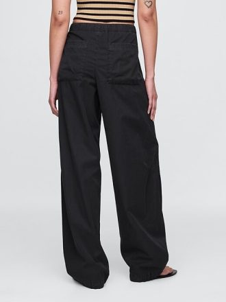 Calças de paraquedas de cintura média