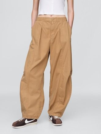 Calças de sarja de cintura média