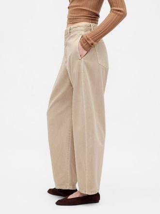 Calças de sarja de cintura média Calças de sarja de cintura média