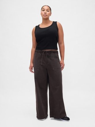 Calças largas de cintura média