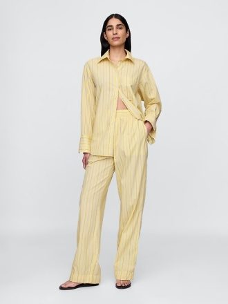 Calças largas de popeline de algodão orgânico Easy