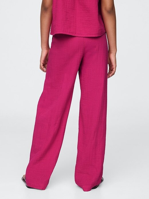 Calças largas infantis de gaze amassada Easy Calças largas infantis de gaze amassada Easy