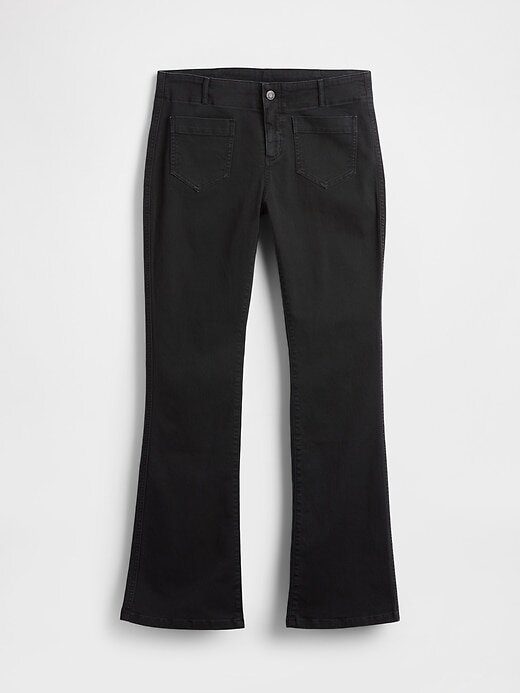 Calças longas e justas de sarja de cintura baixa Calças longas e justas de sarja de cintura baixa