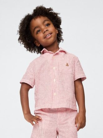 Camisa Cabana de Linho e Algodão para Bebê e Criança Pequena