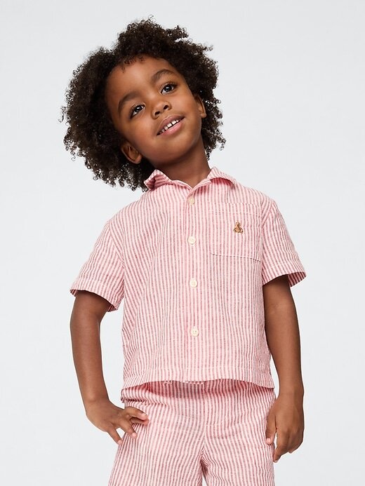 Camisa Cabana de Linho e Algodão para Bebê e Criança Pequena Camisa Cabana de Linho e Algodão para Bebê e Criança Pequena