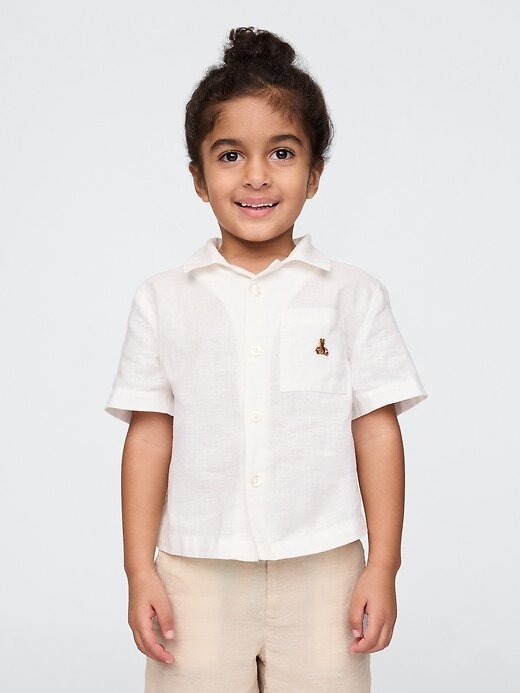 Camisa Cabana de Linho e Algodão para Bebê e Criança Pequena Camisa Cabana de Linho e Algodão para Bebê e Criança Pequena