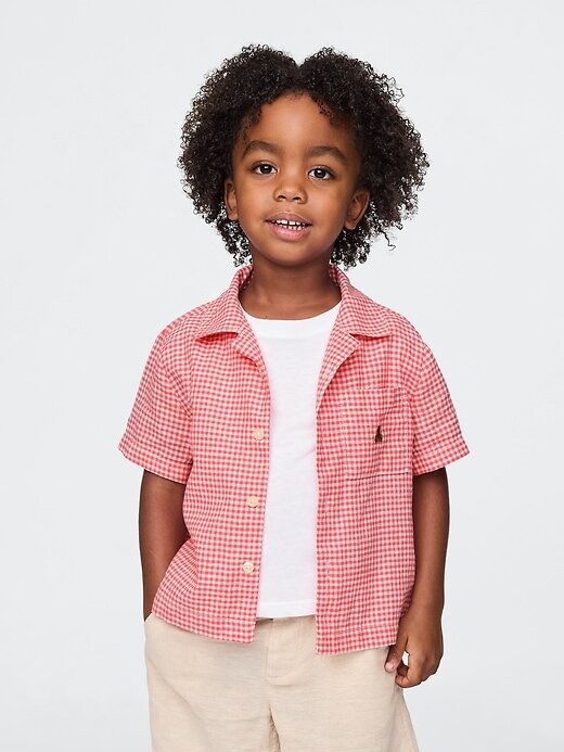 Camisa Cabana de Linho e Algodão para Bebê e Criança Pequena Camisa Cabana de Linho e Algodão para Bebê e Criança Pequena