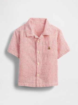 Camisa Cabana de Linho e Algodão para Bebê e Criança Pequena