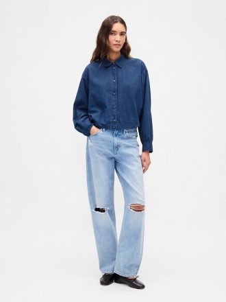 Camisa com bainha de bolhas