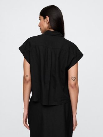 Camisa curta de linho misto