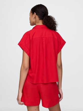 Camisa curta de linho misto