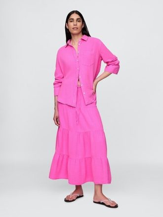 Camisa de botões de gaze de algodão