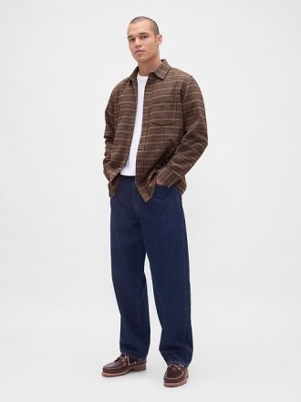 Camisa de flanela relaxada de algodão orgânico