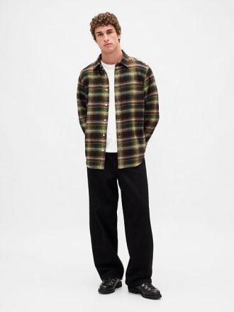 Camisa de flanela relaxada de algodão orgânico