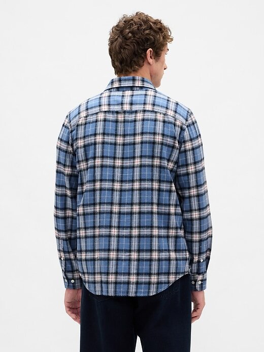 Camisa de flanela relaxada de algodão orgânico Camisa de flanela relaxada de algodão orgânico