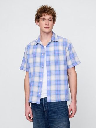 Camisa de linho e algodão