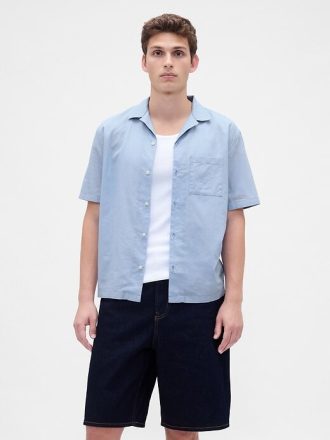 Camisa de linho e algodão